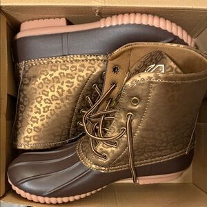 Leopard Print Duck Boots